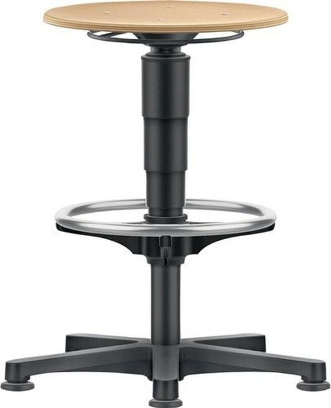 Drehhocker Bodengleiter u.Fußring Buche natur Sitz-H.560-830mm ho Bimos