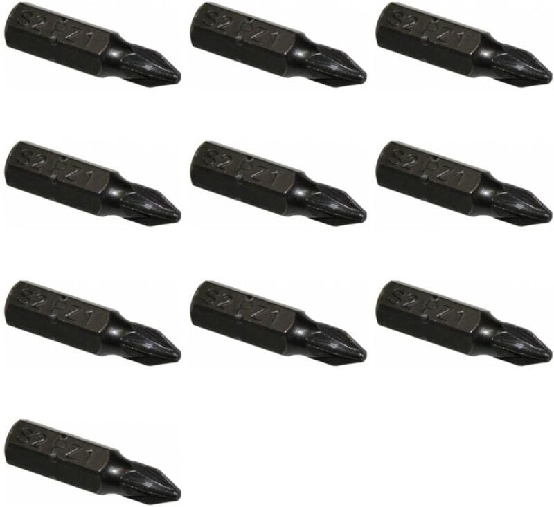 SBS - 10 Stück PZ1 Kreuz Bit 25mm Kreutz Bits aus S2 Stahl 10er Pack