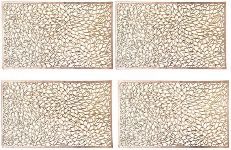 4 Stück rechteckige Tischsets aus gepresster metallischer Spitze, 30,5 x 45,7 cm, hitzebeständig, rutschfest, für Esstis...