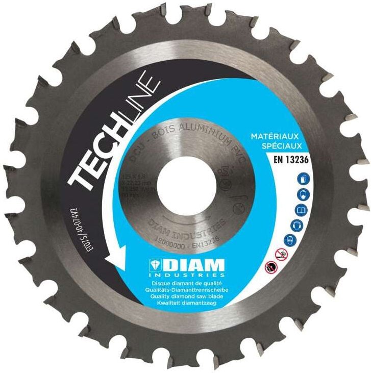 Diam Industries - Diamanttrennscheibe Ø125/22.23 diam Holz/PVC/Plexiglas/Komposit - DCU125/22