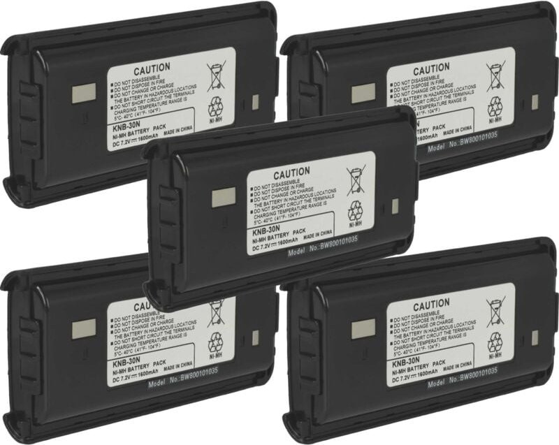 vhbw 5x Akku kompatibel mit Kenwood TK-3202E3, TK-3202E, TK-3202UK, TK-3202, TK-3206M3, TK-3206M Funkgerät, Walkie Talki...