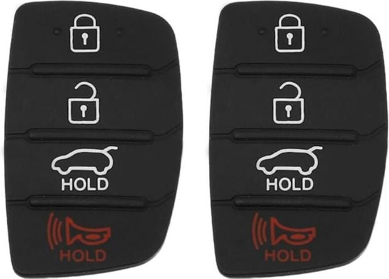 2 Stück Gummi-Ersatzschlüsselgehäuse für Hyundai Santa Fe Sport Sonata 2018 2017 2016 2015 2014 2013, 4-Tasten-Fernschlü...