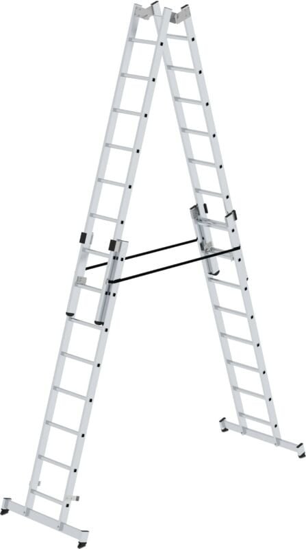 Günzburger Steigtechnik - Sprossen-Stehleiter 4tlg. mit nivello-Traverse 4 x 8 Sprossen - 033032