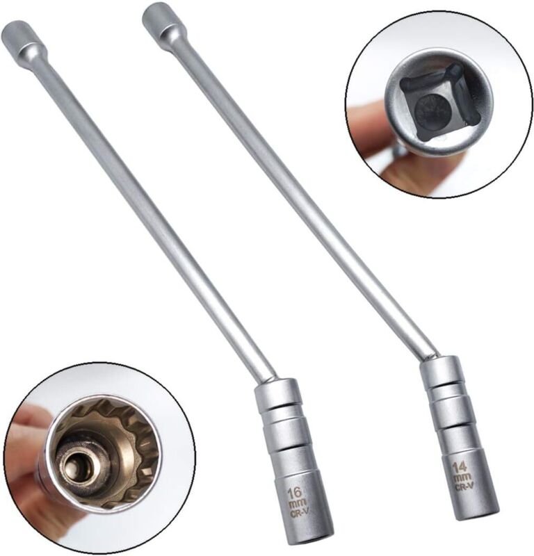 Thumbnail - Zündkerzenschlüssel 14 mm 16 mm Verlängerter magnetischer Zwölfkant-Zündkerzenschlüssel 3/8 Zoll universeller flexibler ...