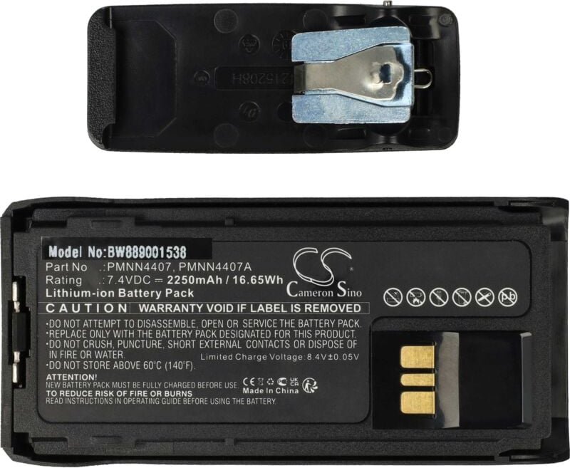 1x Akku Ersatz für Motorola PMNN4807A, PMNN4808, PMNN4808A für Funkgerät, Walkie Talkie (2250 mAh, 7,4 v, Li-Ion) + Gürt...