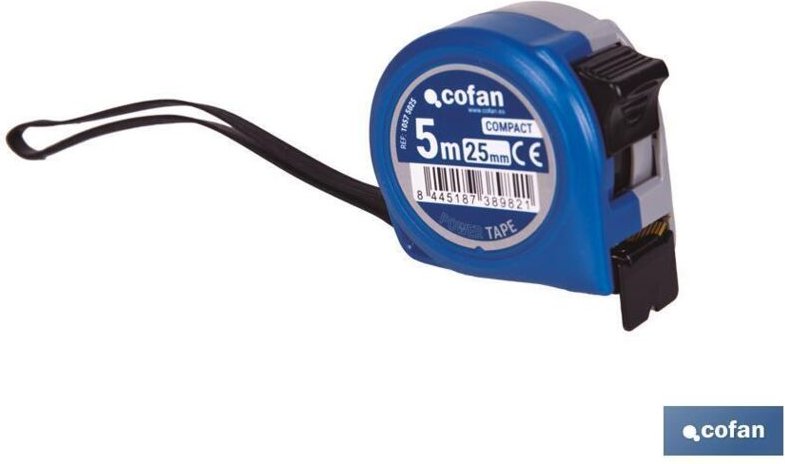 Standard-Maßband mit Feststellknopf und stoßfester Abdeckung 5 m x 25 mm aus abs und Metall