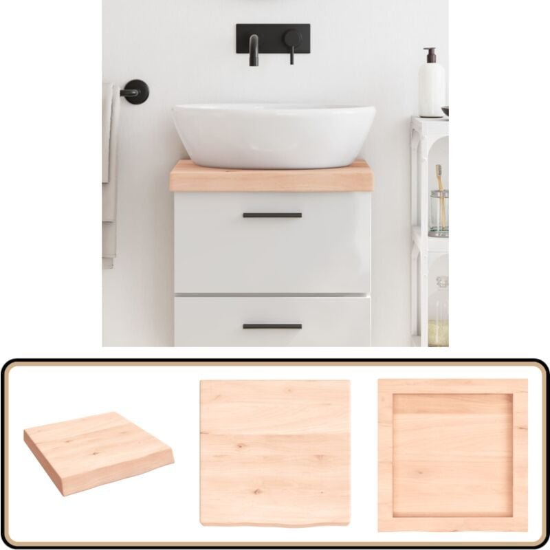 Waschtischplatte 40x40x(2-6) cm Massivholz Unbehandelt - Waschtischplatte - Eiche - Holzarbeitsplatte - Badrenovierung -...