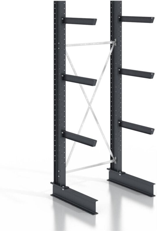 Kragarmregal schraubbar einseitig 1 Feld mit 3 Ebenen 1280x2550x800mm - Stier