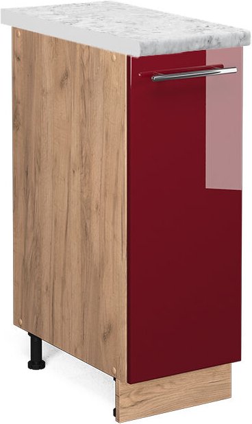 Vicco - Apothekerschrank Fame-Line, Bordeaux Hochglanz, 30 cm , ap Marmor