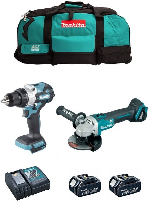 Thumbnail - MAKITA Kit MK217 (DHP486 + DGA504 + 2 x 5,0 Ah + DC18RC + LXT600)