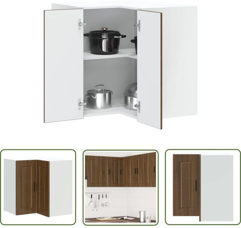 The Living Store - vidaXL Küchen-Eckhängeschrank Porto Braun Eichen-Optik Holzwerkstoff