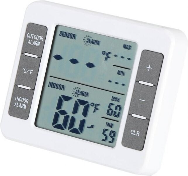 One for one Kabelloses digitales Gefrierschrank-Thermometer, Innen-/Außentemperatursensor mit akustischem Alarm