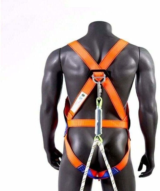 Absturzsicherungsgurt, 5-Punkt-Sicherheitsgurt-Set, Ganzkörper-Baumklettergurt mit Sicherheitsseil, Doppelhaken