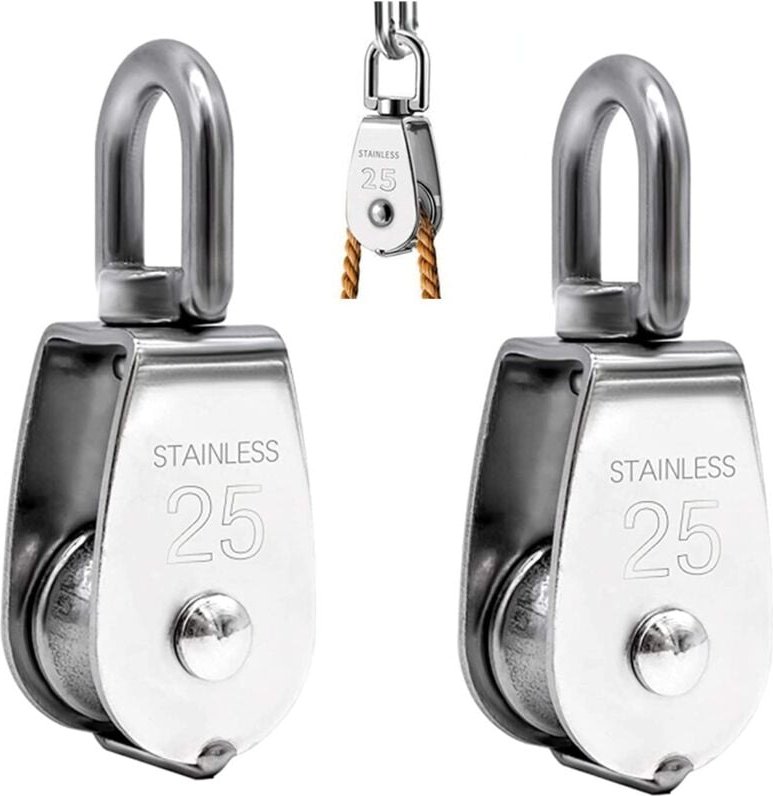 2 Stück Heberolle, Einzelrolle aus Edelstahl 304, M25, Einzelrolle, Tragkraft 150 kg