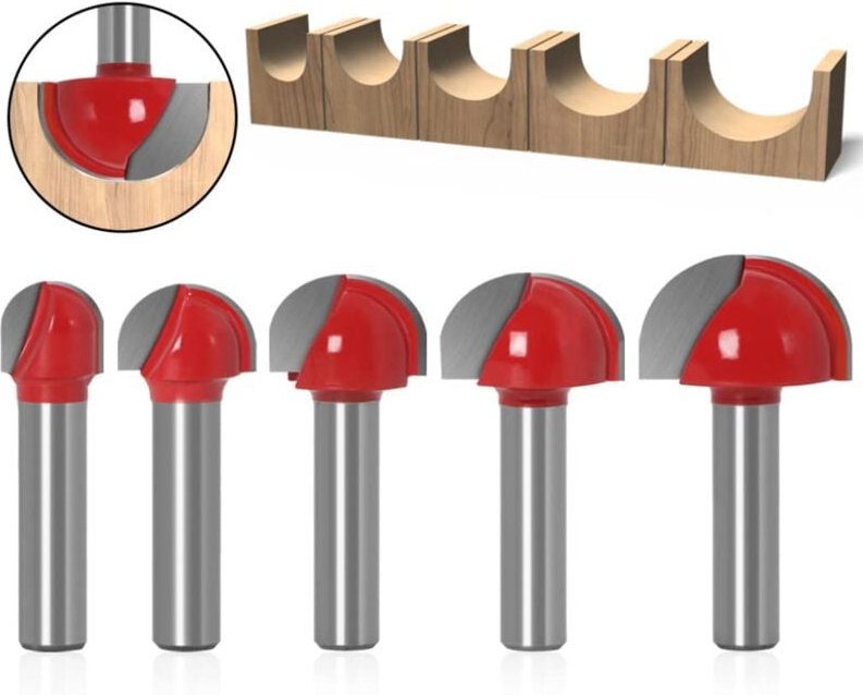 Thumbnail - Beijiyi - 5 Stück 8 mm Rundboden-Holzfräser, Gravur-Schaftfräser, Schneidwerkzeug, Holzfräser, Hobel- und Holzbearbeitun...