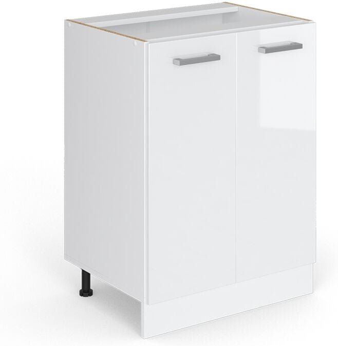 Vicco - Unterschrank R-Line, Weiß Hochglanz, 60 cm mit Türen, ohne Arbeitsplatte