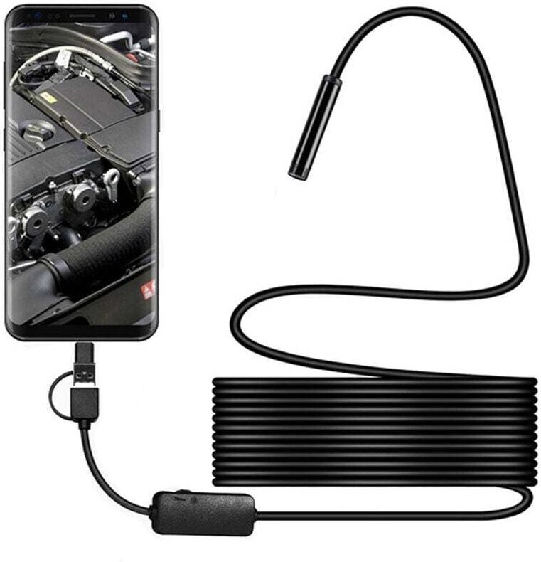 Endoskop, 5 m Android OTG, wasserdichte HD-Video-Endoskopiekamera mit Sicherheitskabel, 6 LED-Leuchten für Samsung Galax...