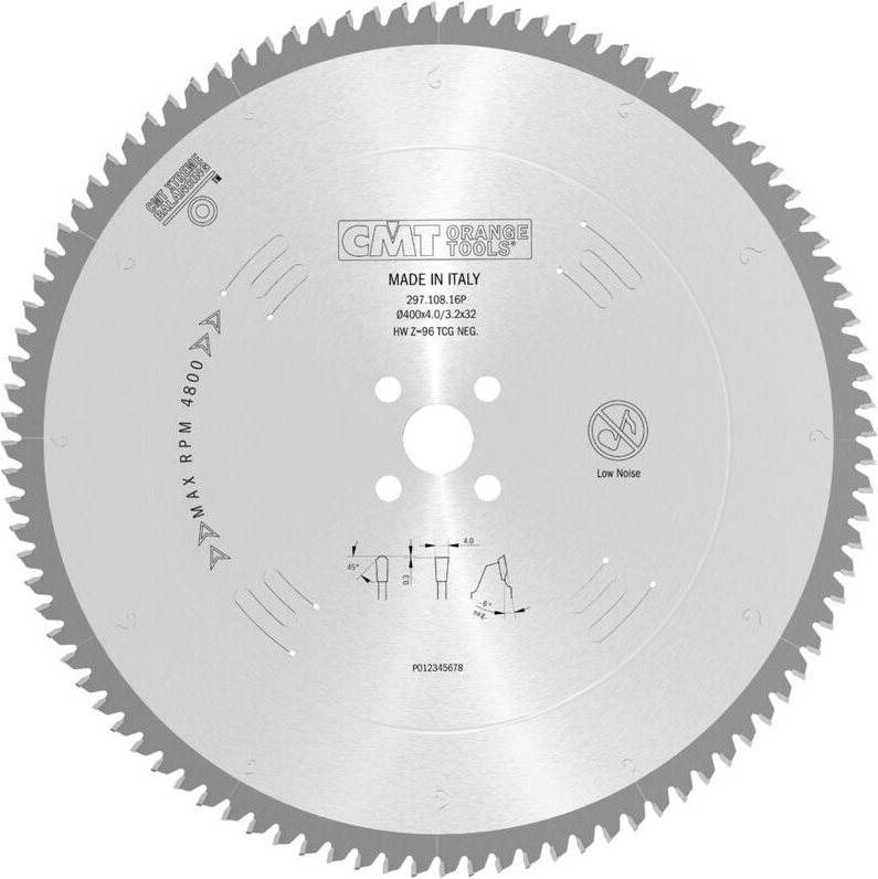 297.096.12M Sägeblatt für Nichteisen-Kunststoff HW 300x3,2/2,5x30 Z96 TCG -6°NEG
