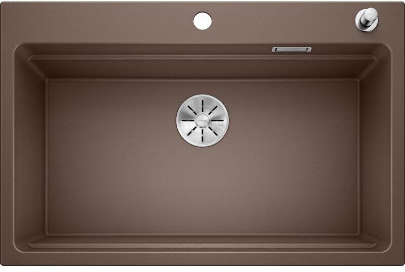 Etagon 8 - Silgranitspüle, 78x51 cm, mit Ablaufbedienung und Zubehör, InFino, Kaffee 525186 - Blanco