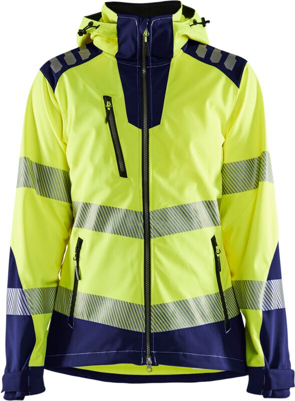 Arbeits-Softshelljacke mit hoher Sichtbarkeit für Damen 4791 – Neon Gelb/Navy XXXL