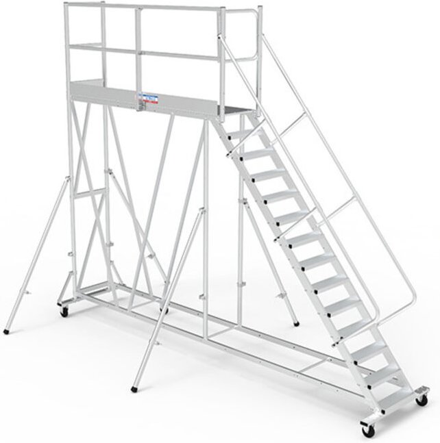 Mobile Plattform mit Geländer links und hinten + Sicherheitstür - Maximale Arbeitshöhe 4.80m - PTF2514G-RSP