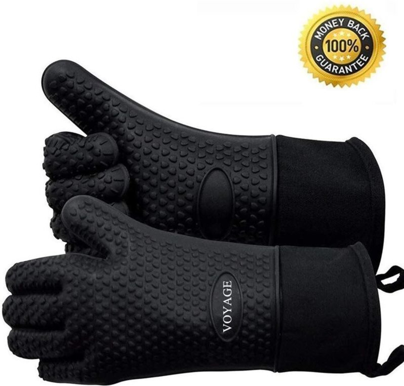 Thumbnail - Tonchean - 2er-Pack) Premium-Ofenhandschuhe bis 350 °f – Extrem hitzebeständige Grillhandschuhe aus Silikon, BBQ-Handsch...