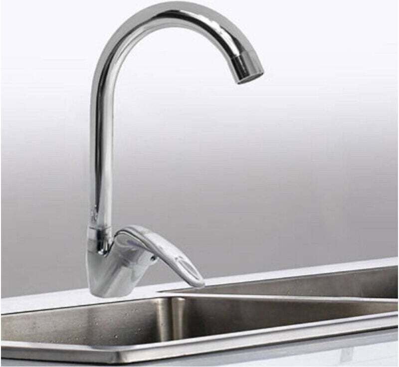 Küchenarmatur, hoher gebogener Auslauf, Einhebel-Spültischmischer, Chrom, 52934 - - Ulisem
