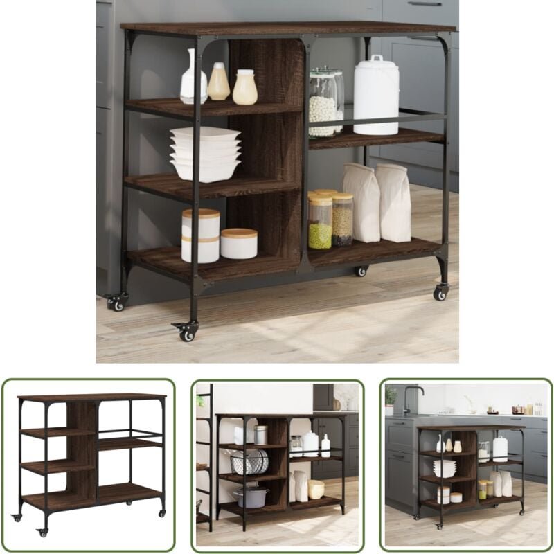 Küchenwagen Braun Eichen-Optik 100x45x89,5 cm Holzwerkstoff - Küchenwagen - Holzwerkstoffmöbel - Esstisch - Küchentisch ...