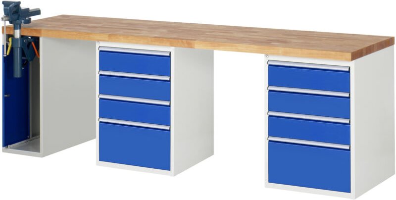 Werkbank 7510A9, B2500xT700xH840mm, 8x Schublade-TA, 1x sskl - RAU