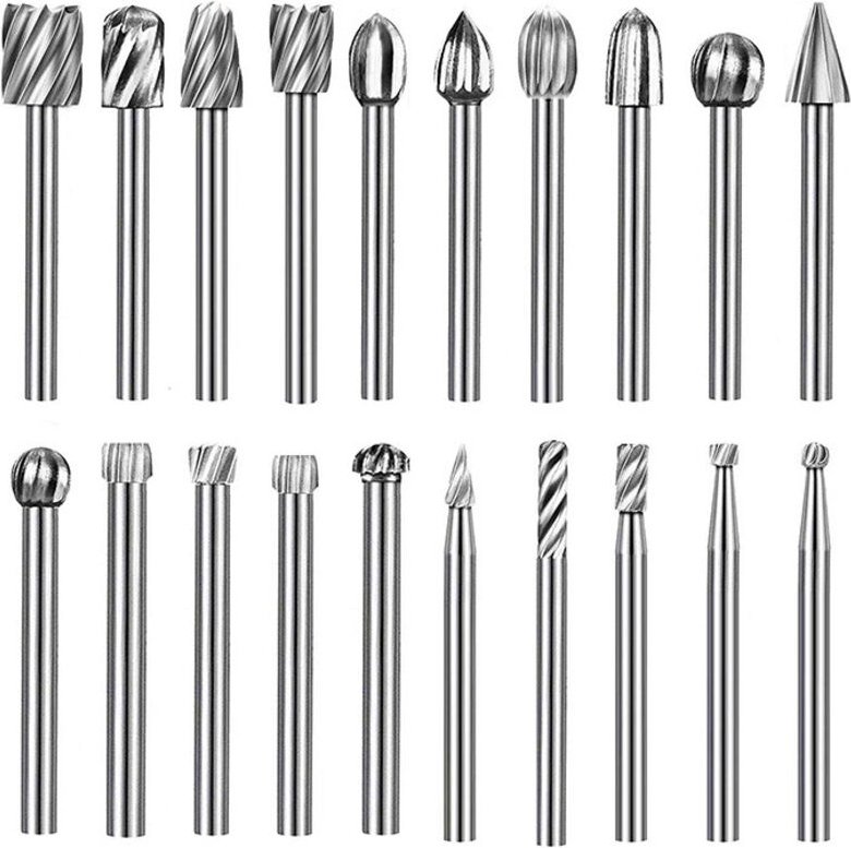 Thumbnail - 20-teiliges Rotationsfräser-Set, Hochgeschwindigkeits-Stahl-Schnitzwerkzeug mit 3-mm-Schleifkopf für die Holzbearbeitung...