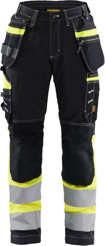 Hochsichtbarer Stretch-Arbeitshose Damen Klasse 1 Damen 7196 - Schwarz/Gelb XL - FR(48) - SE(C46) - Kurz