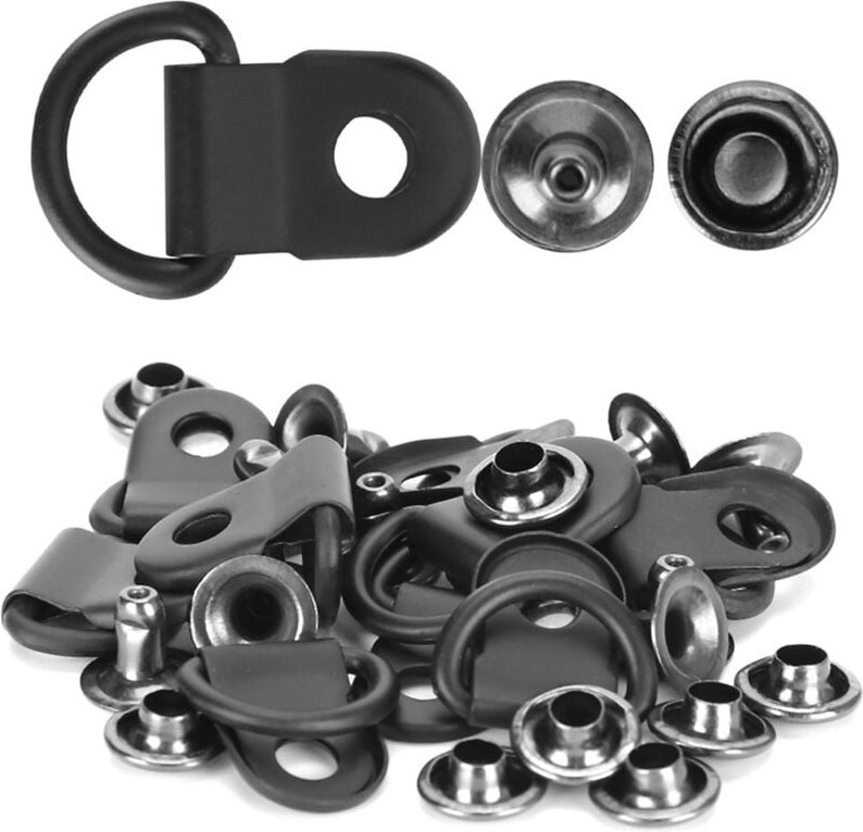 100 Set Schnürsenkel Haken DRing Öse Schnalle Kupfer Schuh Leder DIY Niet Werkzeug Matt Schwarz 9x14mm