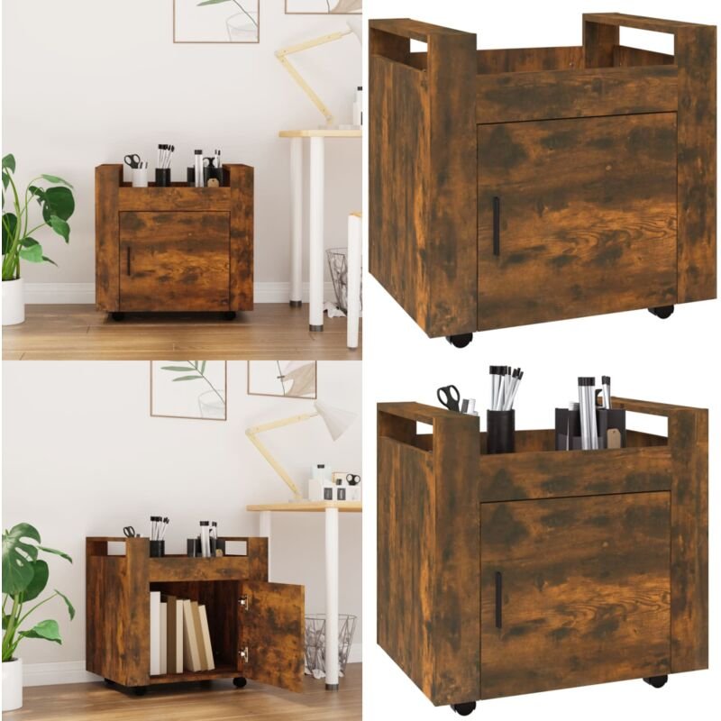 Bürowagen Räuchereiche 60x45x60 cm Holzwerkstoff - Bürowagen - Schreibtisch-Wagen - Home & Living - Braun