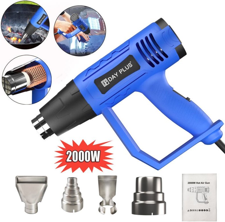 Heißluftpistole 2000W Heißluftfön Heißluftgebläse mit Düsen Entlacken 300-600 °C