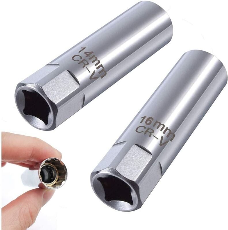 Thumbnail - Zündkerzenstecker 14mm 16mm Zündkerzenstecker mit Magnetik 3/8'-Zündkerzensteckschlüssel, Zwölfkant Zündkerzenschlüssel-...