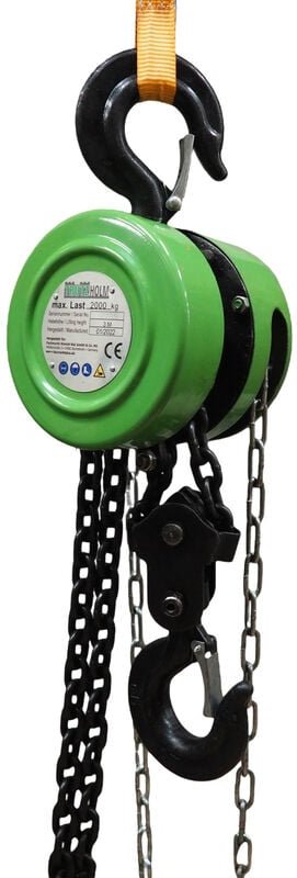 Kettenzug rund 2 t Tragkraft - 3 m Hubhöhe - Einzelbremse hsz Flaschenzug Hebezug Seilzug