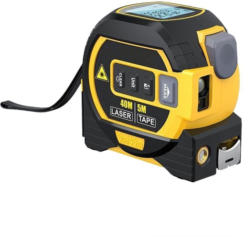 3-in-1-Laser-Maßband, digitaler Laser-Entfernungsmesser mit LCD-Display, 40 m/131 ft Laser-Maßband, 5 m/16 ft Maßband, M...