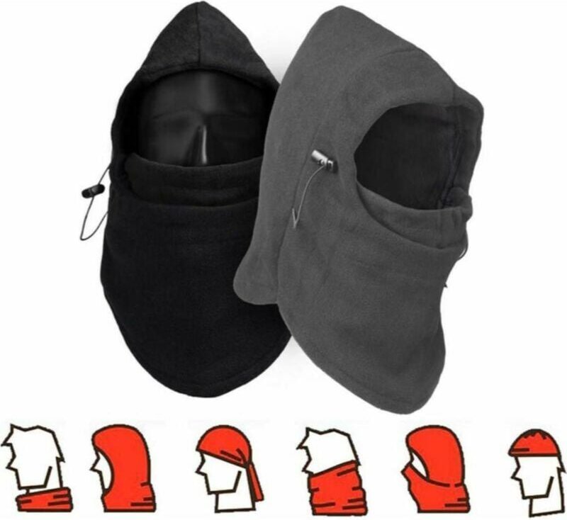 Thumbnail - 2-teilige Sturmhauben-Gesichtsmaske, 6-in-1, multifunktionale Fleece-Sturmhaube, hält warm, Ohrenschützer, Nase, Kopf, N...