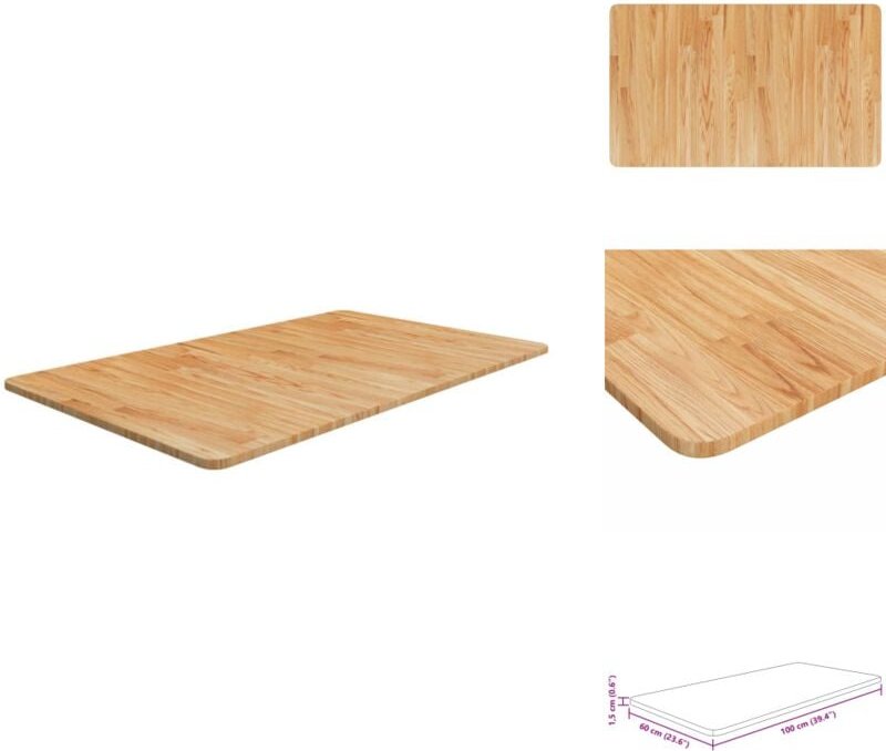 Waschtischplatte Hellbraun 100x60x1,5 cm Massivholz Behandelt - Waschtischplatte - Eiche - Holz Platte - Arbeitsfläche -...