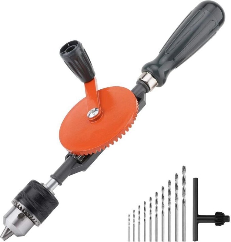 YMYNY Handbohrmaschine, Doppelkettenrad-Handbohrmaschine aus Stahlguss mit 3/8 Zoll (1,5-10 mm) leistungsstarkem Bohrfut...