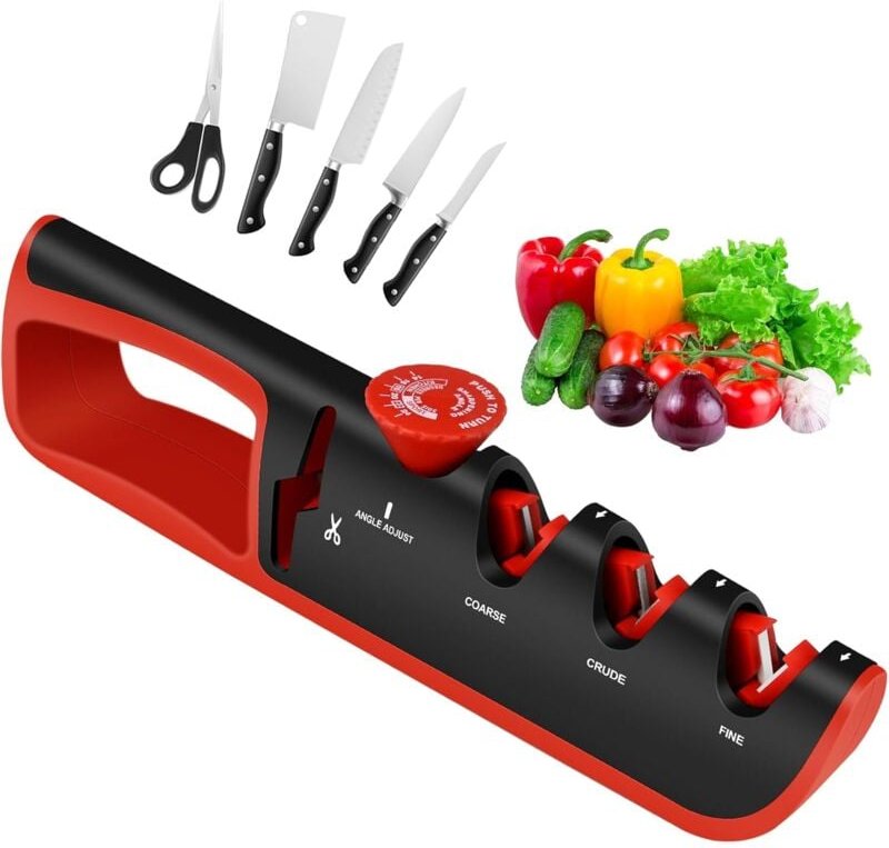 Jusch - Messerschärfer – manueller Messerschärfer – verstellbarer Winkelknopf, professioneller Messerschärfer