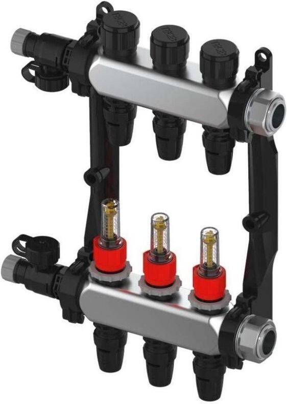 Thumbnail - Tece - floor Edelstahl-Heizkreisverteiler 6, Typ Logo slq, mit Durchflussanzeige, 1' Innengewinde flachdichtend