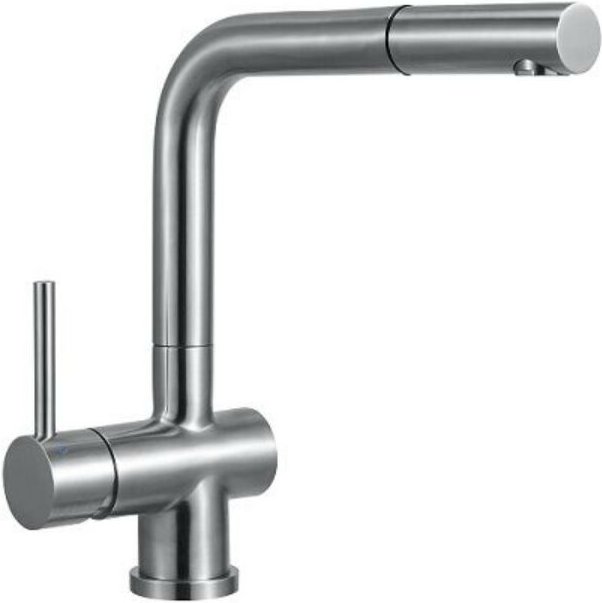 Quellmalz - Einhebelmischer mit Schlauchbrause - Edelstahl matt gebürstet, Hochdruck, Keramikkartusche