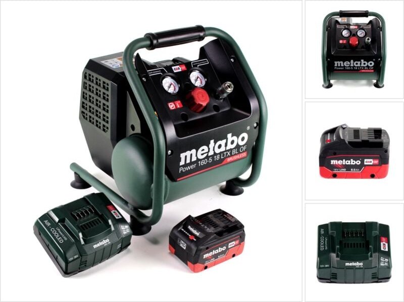 Metabo Power 160-5 18 LTX BL OF Akku Kompressor 18 V 8,0 bar Brushless + 1x LiHD Akkupack 8,0 Ah + Ladegerät