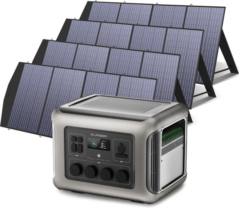 R2500 Solargenerator 2016Wh mit 4 Stück 200W Solarmodul, 4 x 2500W ac Ausgänge (4000 w Spitze), Tragbare Powerstation mi...