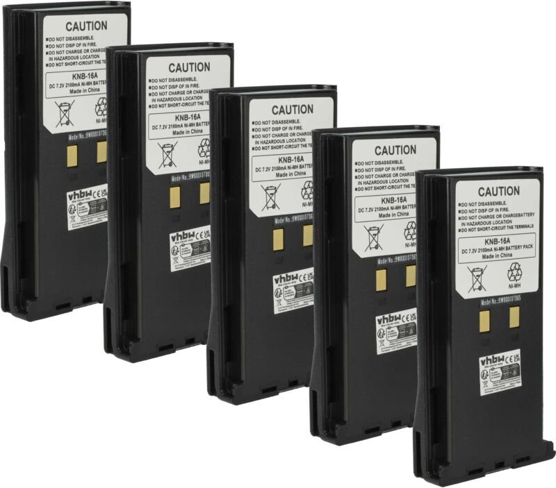 vhbw 5x Akku kompatibel mit Kenwood TK-490, TK-5400, TK-481, TK-480, TK-390, TK-410 Funkgerät, Walkie Talkie (2100 mAh, ...