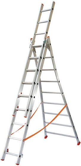 Matisère - Echelle transformable 3x12 barreaux - Longueur déployée 7,90m - Sol plat ou escalier - ATL350-3