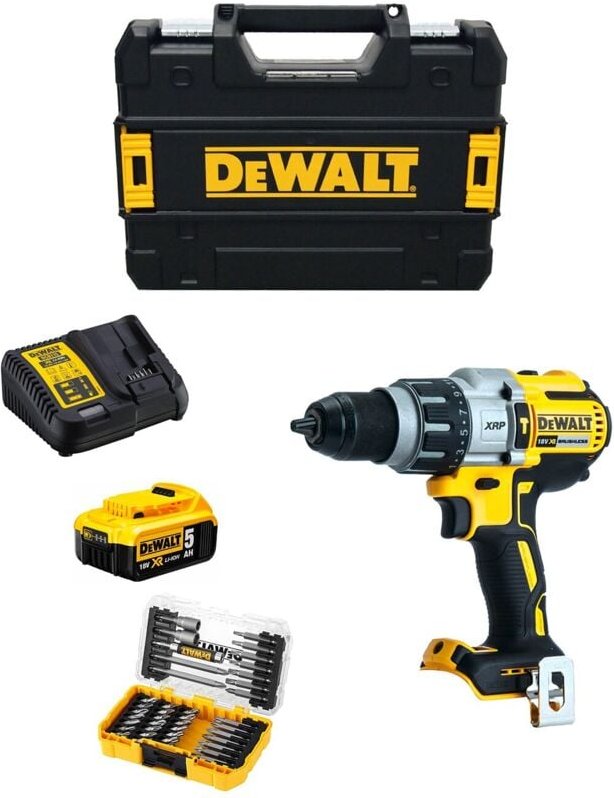 Schlagbohrschrauber DeWALT DCD996P1T (1 x 5,0 Ah + DCB115 + TSTAK II) + Set mit 40 Schrauber bits