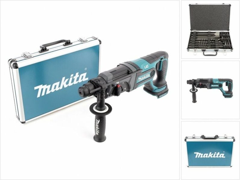 Makita DHR 241 18 V Li-ion Akku Bohrhammer mit SDS-Plus Aufnahme Solo + Makita D-42444 SDS-Plus Bohrer Meißel Set 17 tlg...