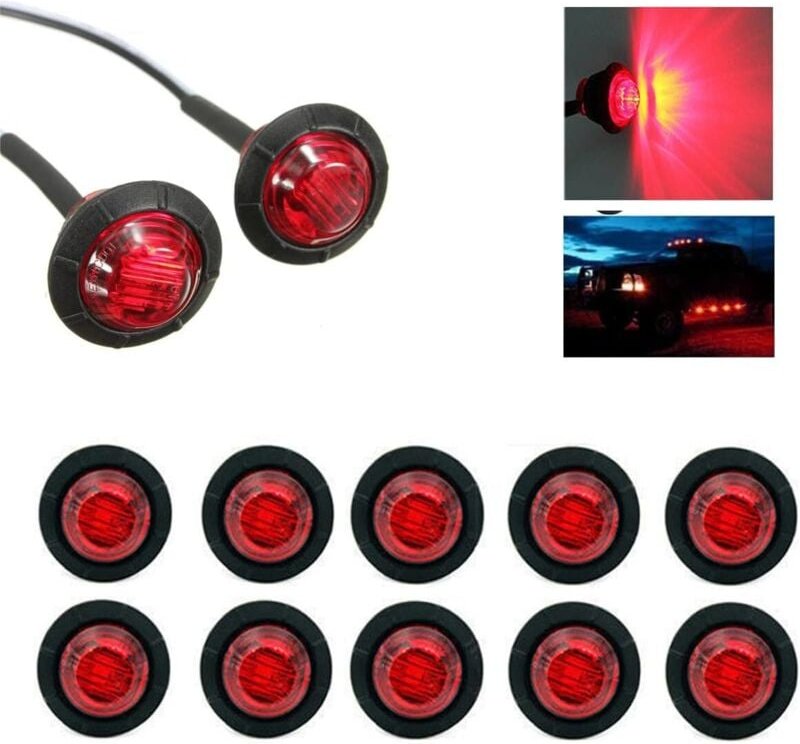 3/4 Zoll LED-Seitenmarkierungsleuchten, 10 Stück bernsteinfarben + 10 Stück rot, für Anhänger, LKW, Wohnmobil, Auto, Bus...